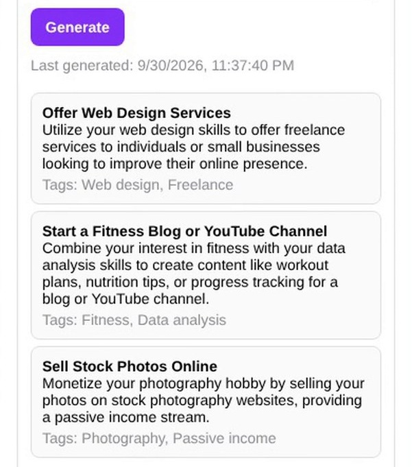 SmartSpendr Growth Ideas listing income ideas